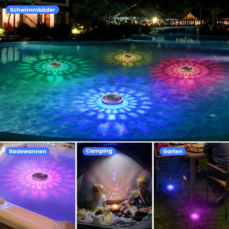 Pool Lighting Underwater Solar, Pack of 2 Floating Pool Lighting