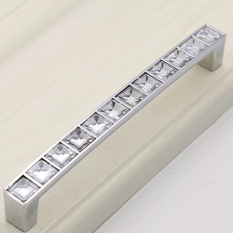 ESreake Large U Shape Diamond Crystal Glass Rhinestone Cabinet Pulls