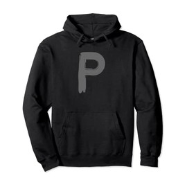 Creative Bold Dark Grey Letter P - Alphabet - Marker Design Pullover Hoodie