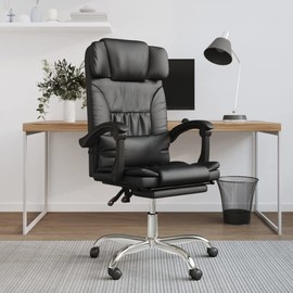 LOPOO Enhance Comfort with Massage Reclining Office Chair, Adjustable Height and Backrest, Durable Faux Leather, Black