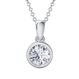 dazzlingjewelrycollection 8mm 4.00Ctw Round Cut Created White CZ Diamond 14k White Gold Over .925 Sterling Silver Bezel Set Cross Pendant for Women's