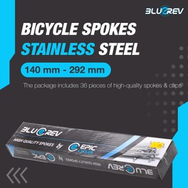 Toronto Trailers Bicycle Stainless Steel Spokes 140MM-292mm with Cap 36 Pack - Robust and Durable Replacement Set for Your Bike Wheels (281MM)