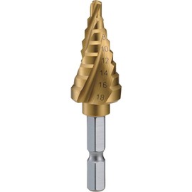 TRUSCO 3S-NMS-18G Hex Shank Step Drill, 3-Blade Titanium Coating, 0.2 - 0.7 inches (4 - 18 mm)