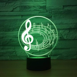 Cirkooh Music Note Shaped 3D Optical Illusion Lamp 7 Colors Change Timing Remote Control and Touch Button LED Table Desk Lamp for Home Bedroom Decoration
