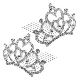 minkissy 2pcs Mini Tiara Crown Mini Crown Hair Clips Princess Tiara for Girls Small Rhinestone Tiara for Little Girls Kids (white)