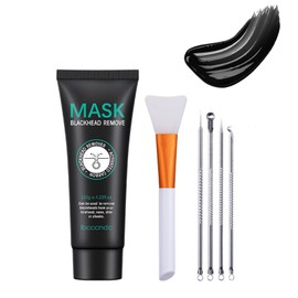 Blackhead Remover Mask Kit, Charcoal Peel Off Facial Mask with Brush and Pimple Extractors, Deep Cleansing for Face Nose Blackhead Pores Acne, For All Skin Types