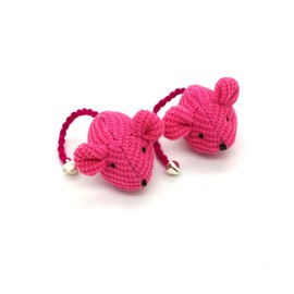 Kats'N Us Crochet Mouse Cat Toy - 2 Pk Dark Pink