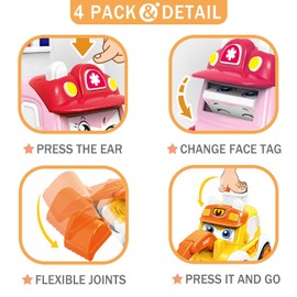 Kid Car Toy for 1 Year Old,4 Piece Toddler Press and Go Car with Map Mat and Storage Bags,Friction Powered Toy Vehicles,Baby Gift for 2 3 4 Year Old Boys and Girls