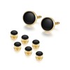 UJOY Cufflinks and Studs Set Blanks Round 4 Colors Shirt
