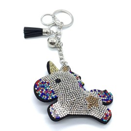 Unicorn Bling Unicorn Diamond  Women Keychain Glitter Rainbow Tassel Charm Accessory