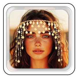 Kilshye Gold Head Chain Sequin Tassel Headpiece Hair Chains Festival Costume Headband for Women