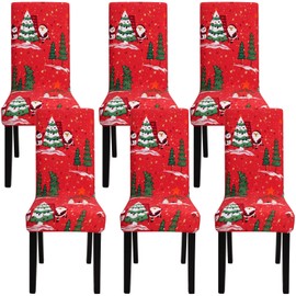 YISUN Christmas Dining Chair Covers, Modern Stretch Removable Washable Dining Chair Slipcovers, Chair Covers For Dining Chairs 6 Pieces Spandex Slipcovers for High Chairs