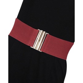 Ro Rox Elasticated Stretch Wide Nurse Belt 1950's Retro Vintage Waist Cincher - Burgundy (L)