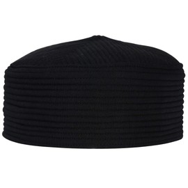 TheKufi® Black Muslim Kufi Cap Padded Rounded-top Straight-Stitch Design Islamic Wardrobe Prayer Hat (XXXL- 24.5" (62.2cm))