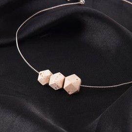 Marble Stories Diamond Necklace – Travertine Stone on Pure Brass Wire