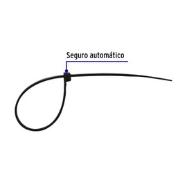 Volteck CIN-5030N, Cincho plástico, 50 lb, 30 cm, negro, bolsa con 50 pzas