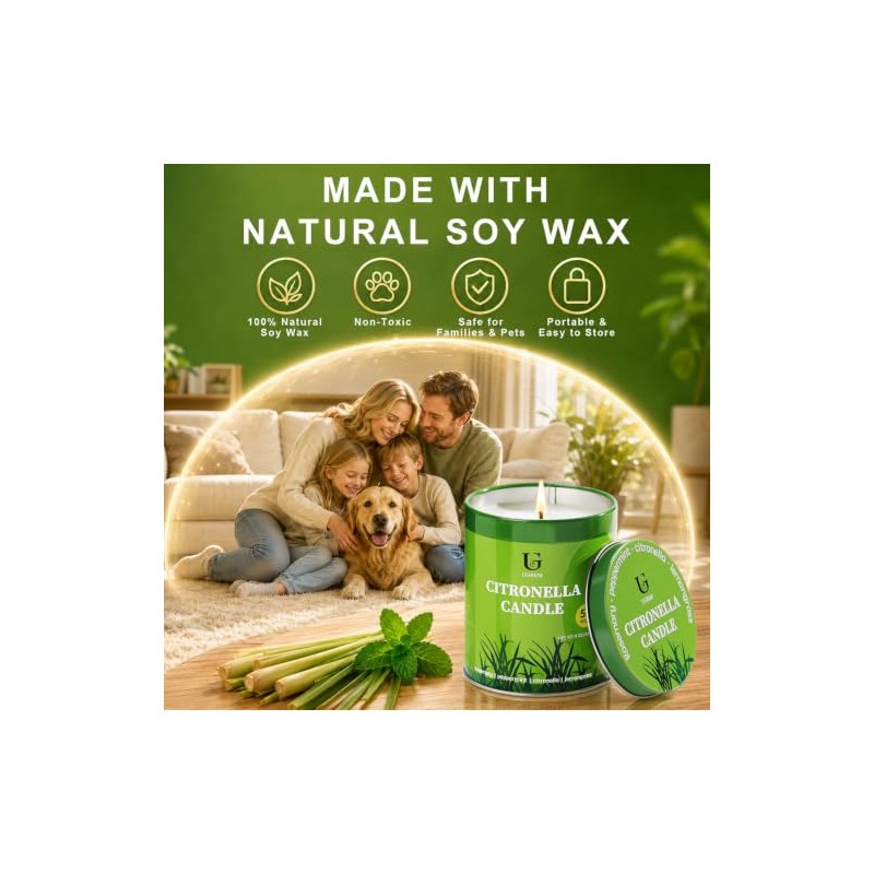 Outdoor Citronella Candles - Essential Oil Soy Wax for Patio
