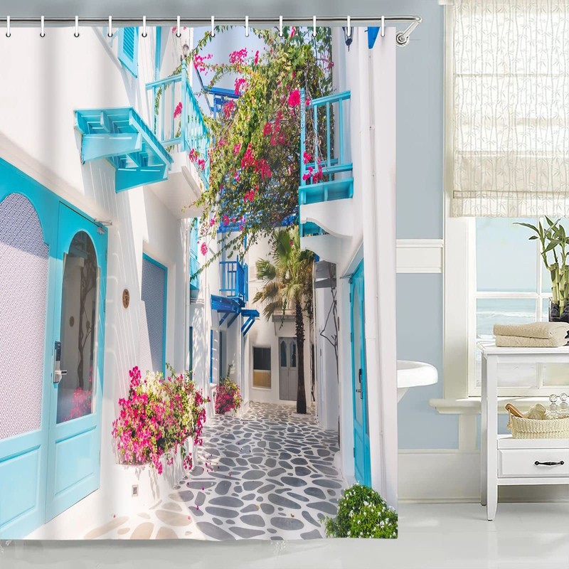 Abaysto Shower Curtain Best Greek Holiday Destinations Mykonos Island Waterproof