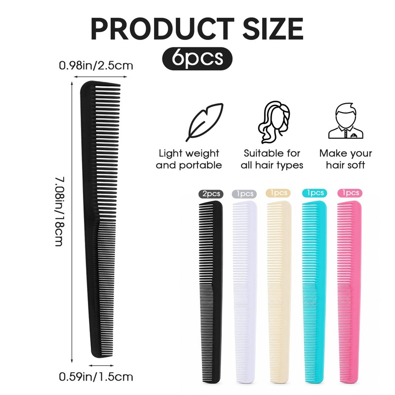 Carbon Fiber Cutting Comb, Fine and Wide Tooth Barber Comb,
