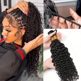 Human Braiding Hair Water Wave Bulk Human Hair for Boho Braids 100G 2 Bundles 14 Inch 100G Knotless Braids Human Braiding Hair Wet and Wavy 10A Bohemian Hair Extensions Curly Bundles for Braiding