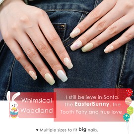 DANNI & TONI Easter Monday Gel Nail Strips Semi Cured (Whimsical Woodland) UV Nails 28