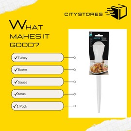 Citystores® CA Traditional Baster Essential Kitchen Gadget for Basting While Roasting Keeps Roasted Meats Succulent Easy-Grip Design Durable Heat Resistant Tube Ideal for Turkey Chicken BBQ