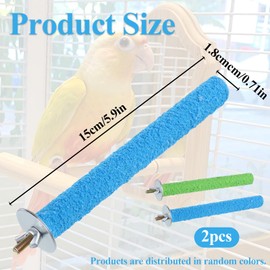 2Pcs Wood Bird Cage Perch Bird Perch Parrot Stand Cage Accessories Colorful Natural Wooden Stick Paw Grinding Rough-surfaced Chew for Birds Parakeet Cockatiel Conure Budgies Lovebird (Random Color)