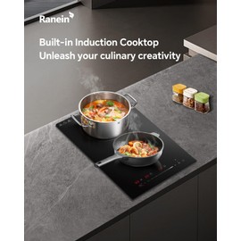 Ranein Electric Cooktop with 2 Burners, 12 inch 3000W 240V Ceramic Panel Electric Cooktop, Multiple Safety Protections Stove, Touch Screen