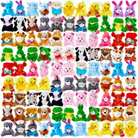 Ribyonten 72 Pack Mini Stuffed Animals,Small Stuffed Animal Party Favors for Kids,Classroom Rewards,Carnival Prizes,School Gifts,Claw Machine Filler,Keychain Decoration