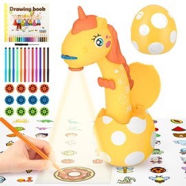 Gifts for Girls Kids Drawing Projector with 96 Motifs, KETIEE Unicorn Art Projector for Drawing Trace and Draw Projector Toy Drawing Painting Supplies for 3 4 5 6 Year Old Girls Boys, Yellow