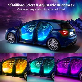 NOVSIGHT RGB LED Lights Car Interior Floor Decor Atmosphere Strip Lamp 72LED Super Bright