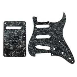 Phrilam SSS 11 Holes Strat Electric Guitar Pickguard and BackPlate Set for Fender USA/Mexican Made Standard Stratocaster Modern Style Guitar Parts,Black Pearl 4ply
