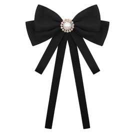 LJBFNN Bow Ties for Women, Adjustable Pre Tied Bow Tie Solid Color Ribbon Bowtie for Girls Ladies Party Daily Cosplay School (Black)