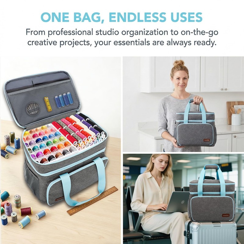 Sewing Accessories Organizer, Double Layer Sewing Supplies Organizer with Detachable