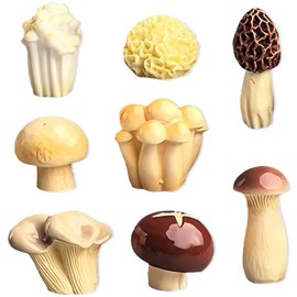 8PCS Mini Mushroom Resin Figurines, Realistic Mushrooms Resin Ornaments, Cute Mushroom Themed Miniatures for Home Desk Fairy Garden Terrarium Tabletop Nature-themed Decorations & DIY Crafts Gifts