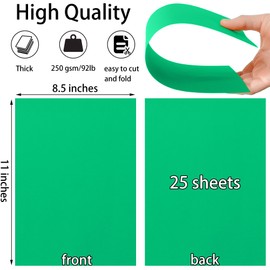 Twavang 25 Sheets Christmas Green Cardstock Paper 8.5'' x 11'', 250gsm/92lb Thick Paper for Scrapbook, Invitations, Printing and DIY Cards