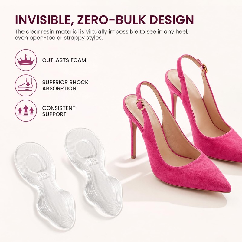 Gel Heel Inserts, Self-Adhesive Half-Sole Pads for High Heels,Clear,P:4-5.5