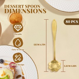 80 Pieces Stainless Steel Gold Coffee Spoons Set, Mini Flower Tea Spoons Cute for Party Favors Serving Stirring Dessert Sugar Spice Jars Cafe Tiny Tableware (Gold)