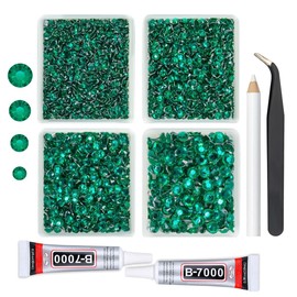 qiipii Jade Green Crystal Resin Rhinestones w B7000 Jewelry Glue for Bedazzling Crafting 3mm- 6mm Flatback Stones Diamonds Crystals Gems Charms for Nails Face Eyes Makeup Tumblers Bottles DIY Crafts
