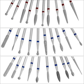 QWORK Pack of 30 Nail Drills, Nail Drill Bits, Nail Cutter Attachments, for Acrylic, Gel Nails and Cuticle Care