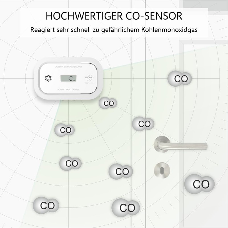ELRO FC5003 Carbon Monoxide Detector, 10-Year Sensor, with Display, Pack