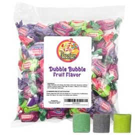 Dubble Bubble Assorted Fruit Flavor Gum - 1 Pound Bulk Bag of 3 Flavor Individually Wrapped Bubble Gum - Grape, Watermelon, Apple - Chewing Bubble Gum