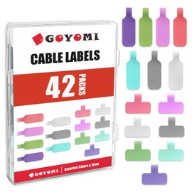 42 Pcs Cable Labels, Large Size Reusable Cable Tags for Wire Organizing, Writeable Waterproof Cord Identification Labels for Electronics, Home and Office, Assorted Colors & Sizes