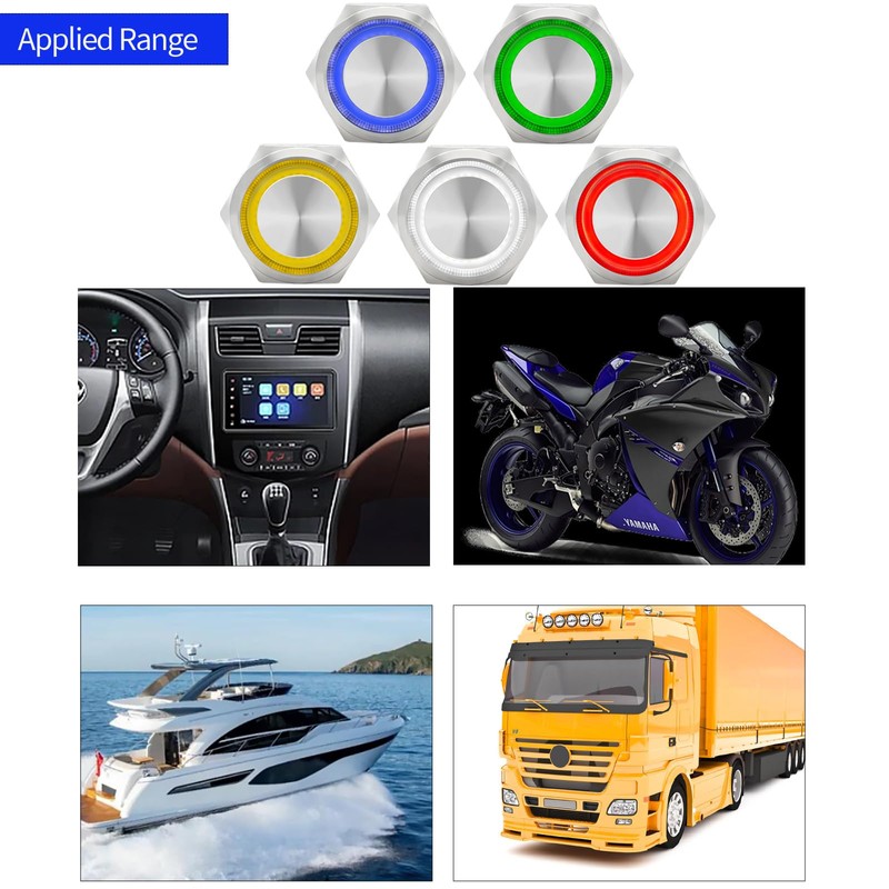 15Amp Latching Push Button Switch 19mm Green 12V 24V Power