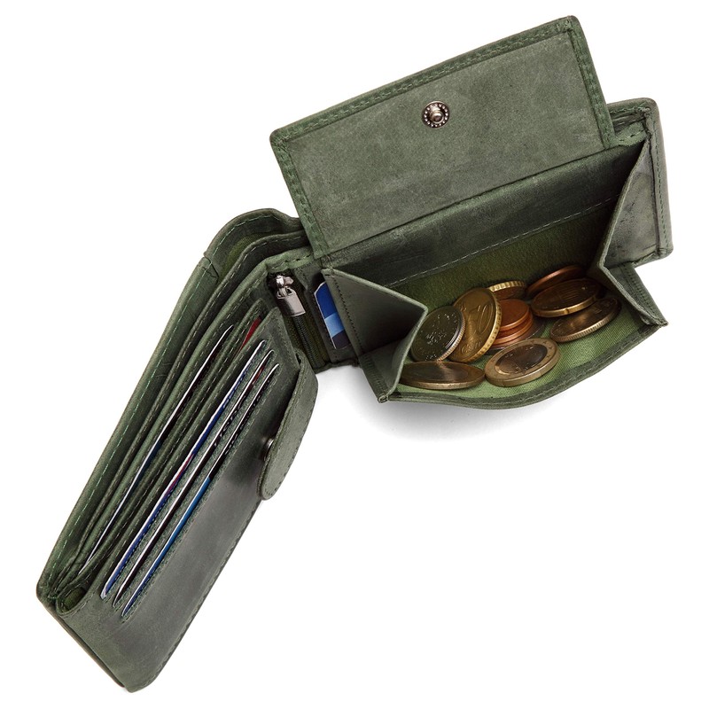 WILDHORN® RFID Protected Genuine Leather Wallet for Men, Green Hunter,