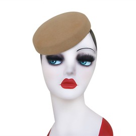 Lawliet Circle Wool Felt Pillbox Beret Hat Millinery Fascinator Base Cocktail Party A215 (Camel)