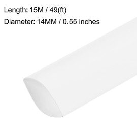 sourcing map Heat Shrink Tubing, 14mm Dia 23mm Flat Width 2:1 Heat Shrink Wrap Cable Sleeve Heat Shrink Tube 15m White