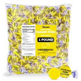 Sugar Free Lemon Hard Candy Drops - 1 Pound Approx. 75 Pieces, Individually Wrapped Lemon Flavored Candy Discs For Holiday Treats & Snacks, Sugar Free Candy - Taboom