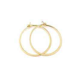 Thin Solid 14k Gold 3/4 Inch Hoop Earrings, Flat Hammered 20 gauge (.8mm wire)