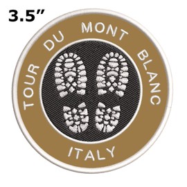 Tour du Mont Blanc, Italy Hiking Boot Embroidered Premium Patch DIY Iron-on or Sew-on Decorative Badge Emblem Vacation Souvenir Travel Gear Clothes Appliques